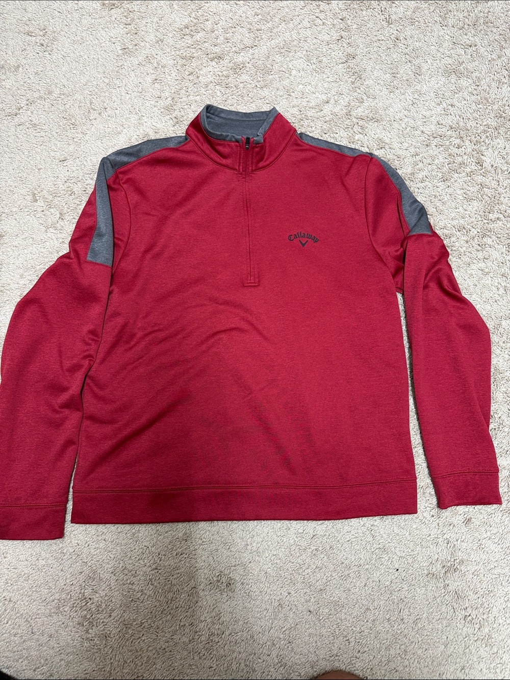 Callaway Men's Red Zip-Up Pullover with Gray Shoulder Panels